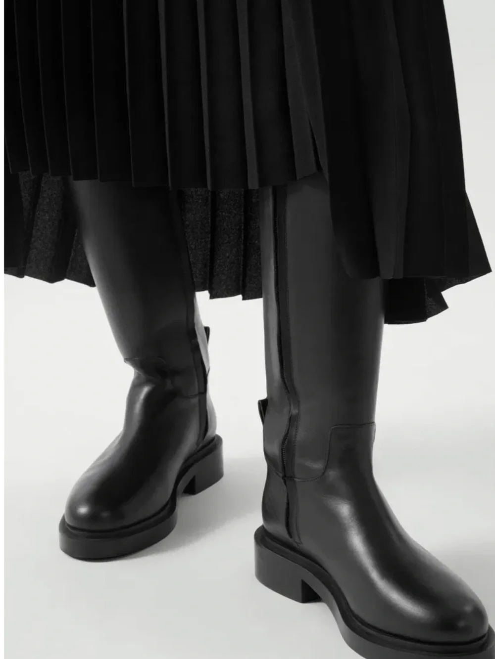 COS Black Women's Knee-High Zip Riding Boots